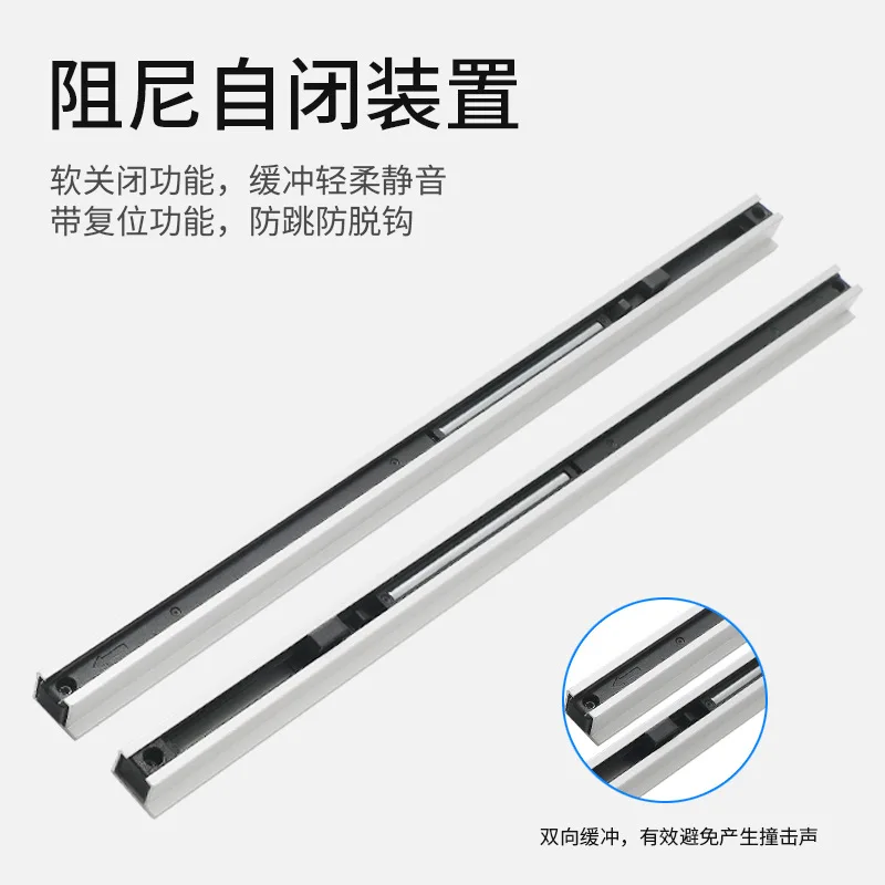 1Set Invisible Track Floating Ghost Sliding Barn Door Roller Wheels Kit Two Way Soft Closing