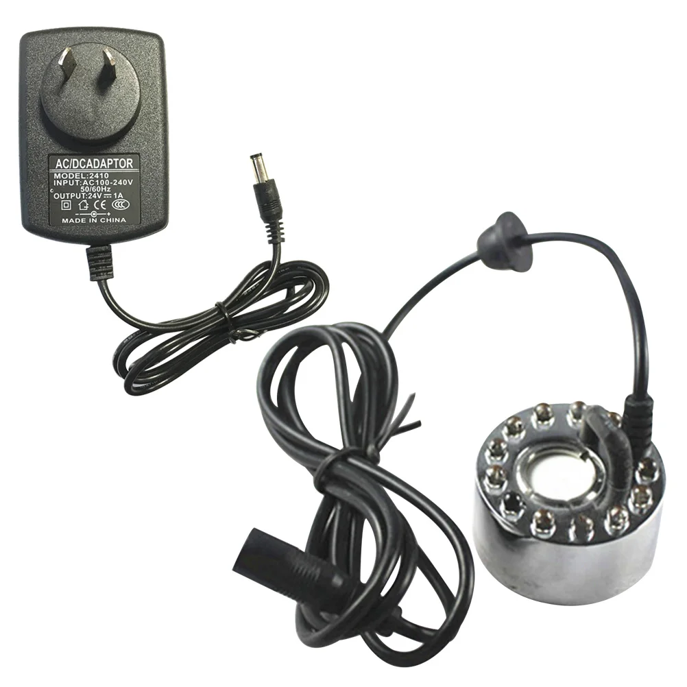 12-LED Color Changing Fog Maker Mist Maker Black for Water Fountain Pond Fish Rockery Indoor Outdoor Use