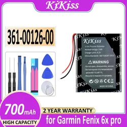 KiKiss Battery 361-00126-00 (2 line) 700mAh for Garmin Fenix 6X Pro 6XPro GPS watch Bateria