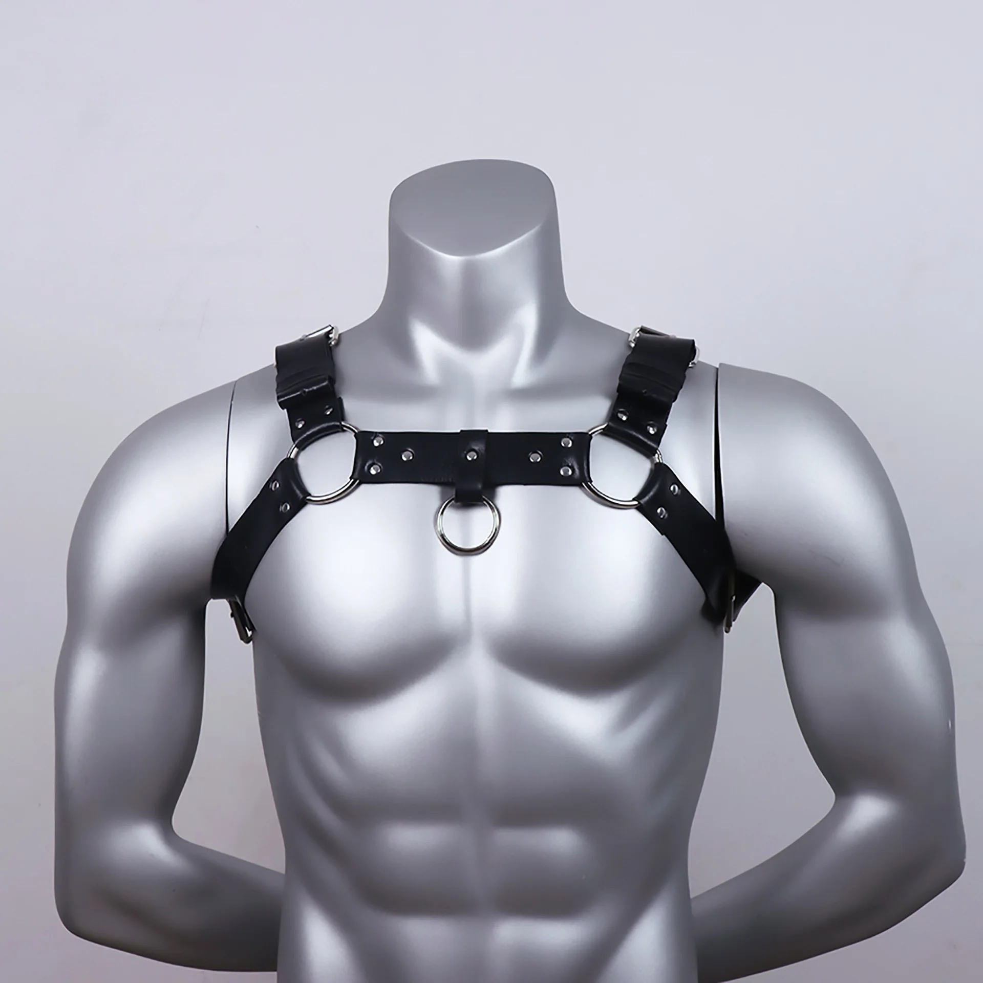 Gay Rave Harness Fetish Men Sexual Harness Belts Adjustable Leather Tops Body Chest Strap Erotic Rave Gay Clothing For BDSM