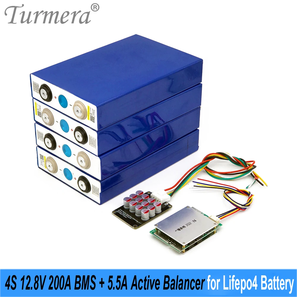 Turmera 4S 12.8V 200A Lifepo4 akumulatora BMS 5.5A aktywnych Balancer korektor dla 3.2V 100Ah 200Ah 280Ah 320Ah Lifepo4 baterii (