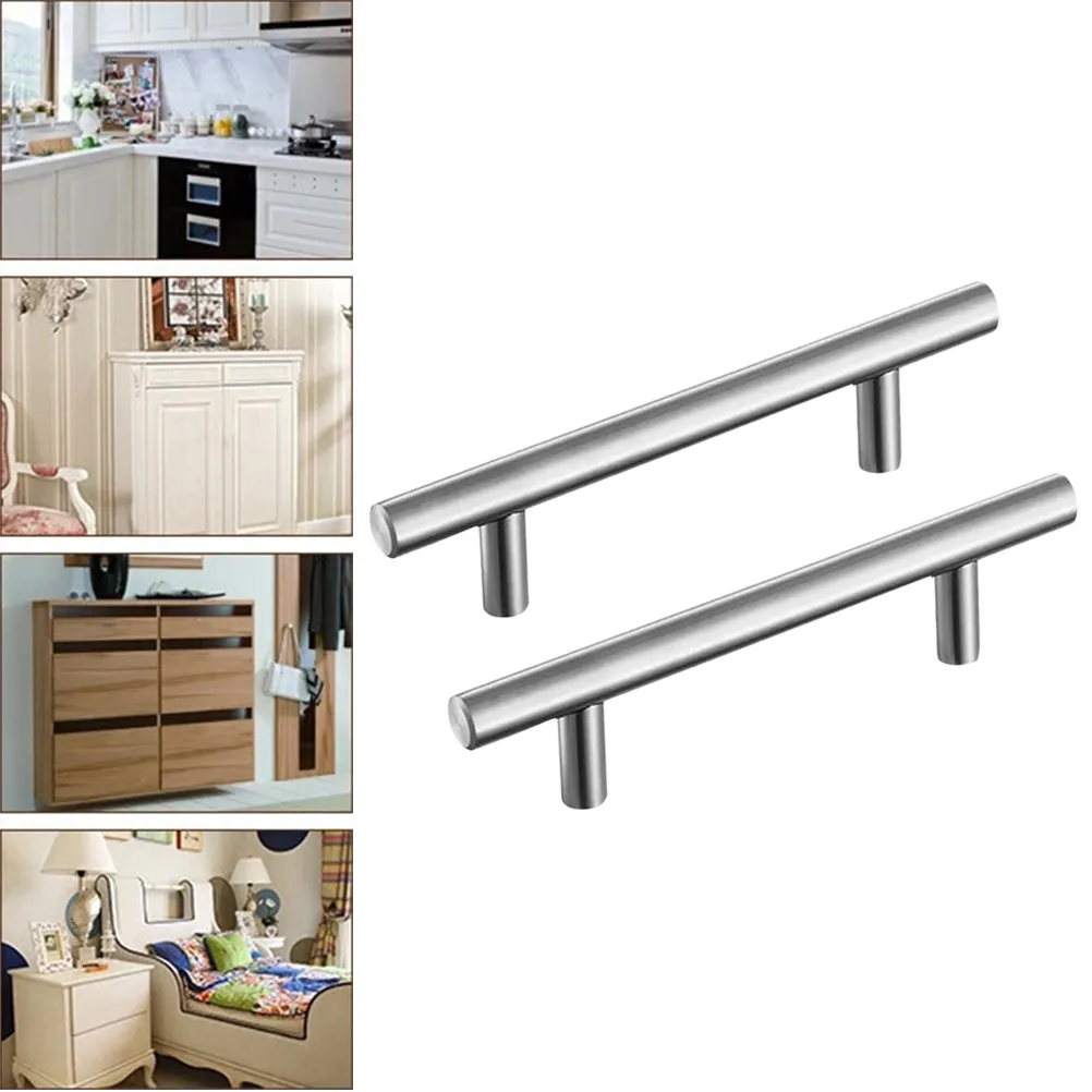 20Pcs Cabinet Pulls T Bar Handles for Kitchen Bathroom Bedroom Wardrobe Wine Cabinet Locker Modern Clean Design Silver Easy