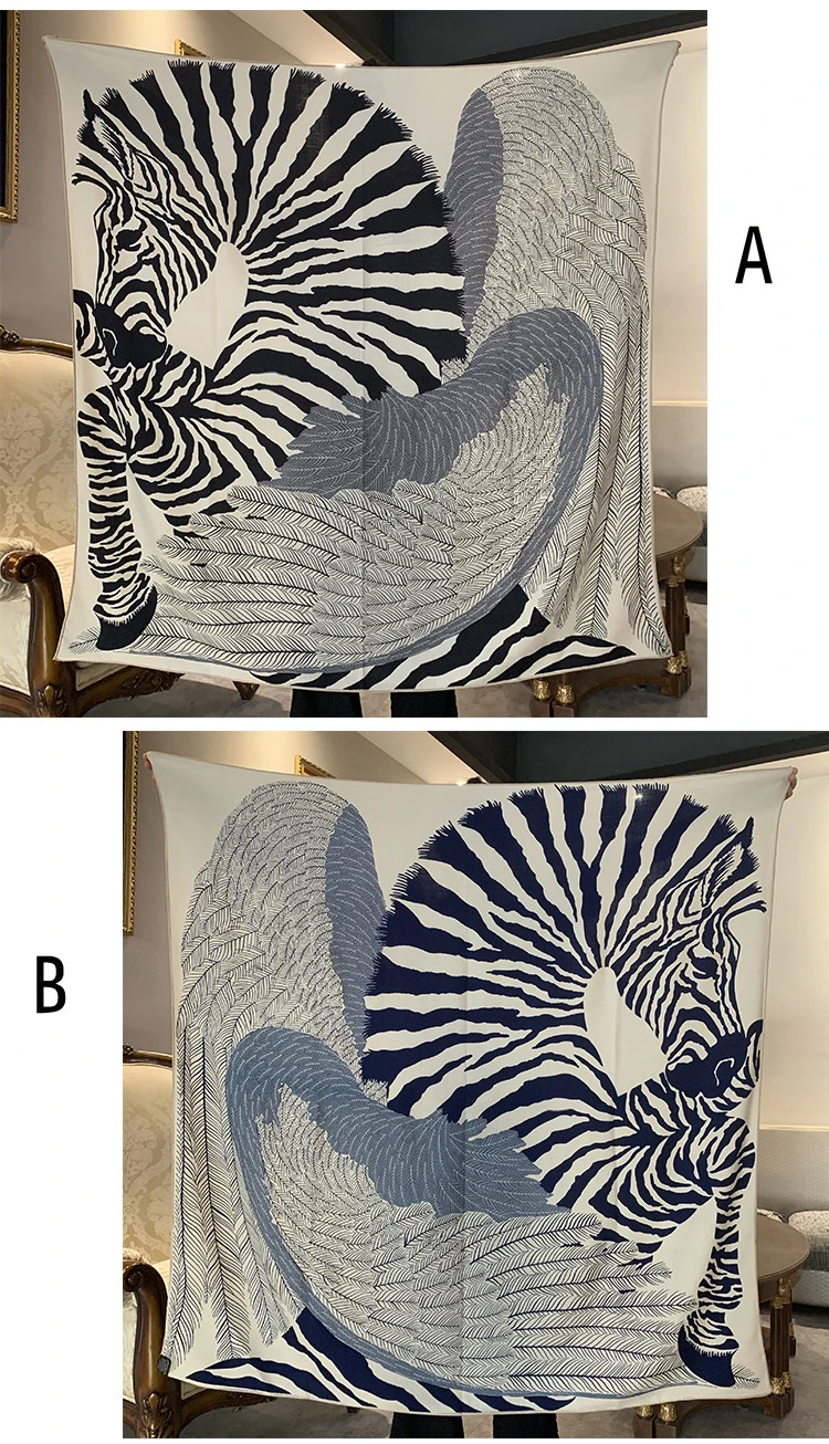 Luxury Designer 135CM Scarf Two Faced Print Shawls Warm Soft Pashmina Wrap Stole Scarves Hand Rolled Edges Bandanas