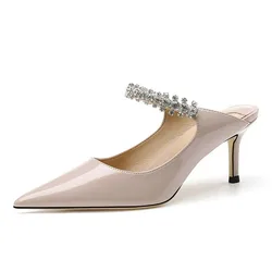 Sandalias tacón alto fino charol con purpurina – Estilo verano punta