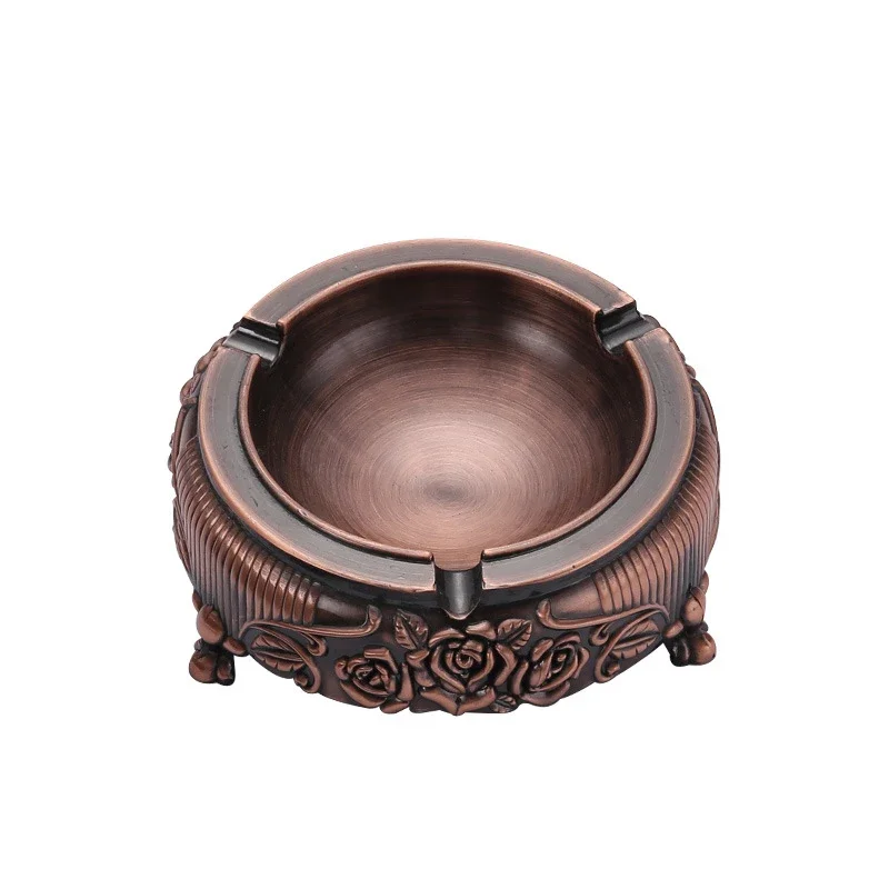 Desktop Retro Ancient Ashtray Copper Restoring Ashtray Zinc Alloy Smokeless Thick Texture Home Decorations