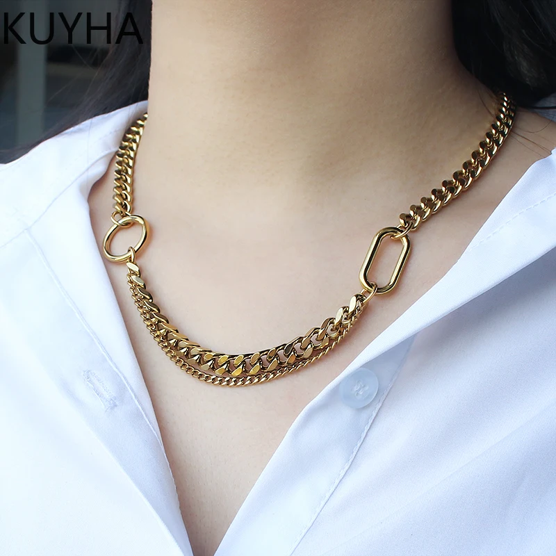 

Новая мода двухслойные позолоченные ожерелья 18 карат унисекс из нержавеющей стали 316L ожерелье воротник ювелирные изделия подарки Лидер продаж 2025