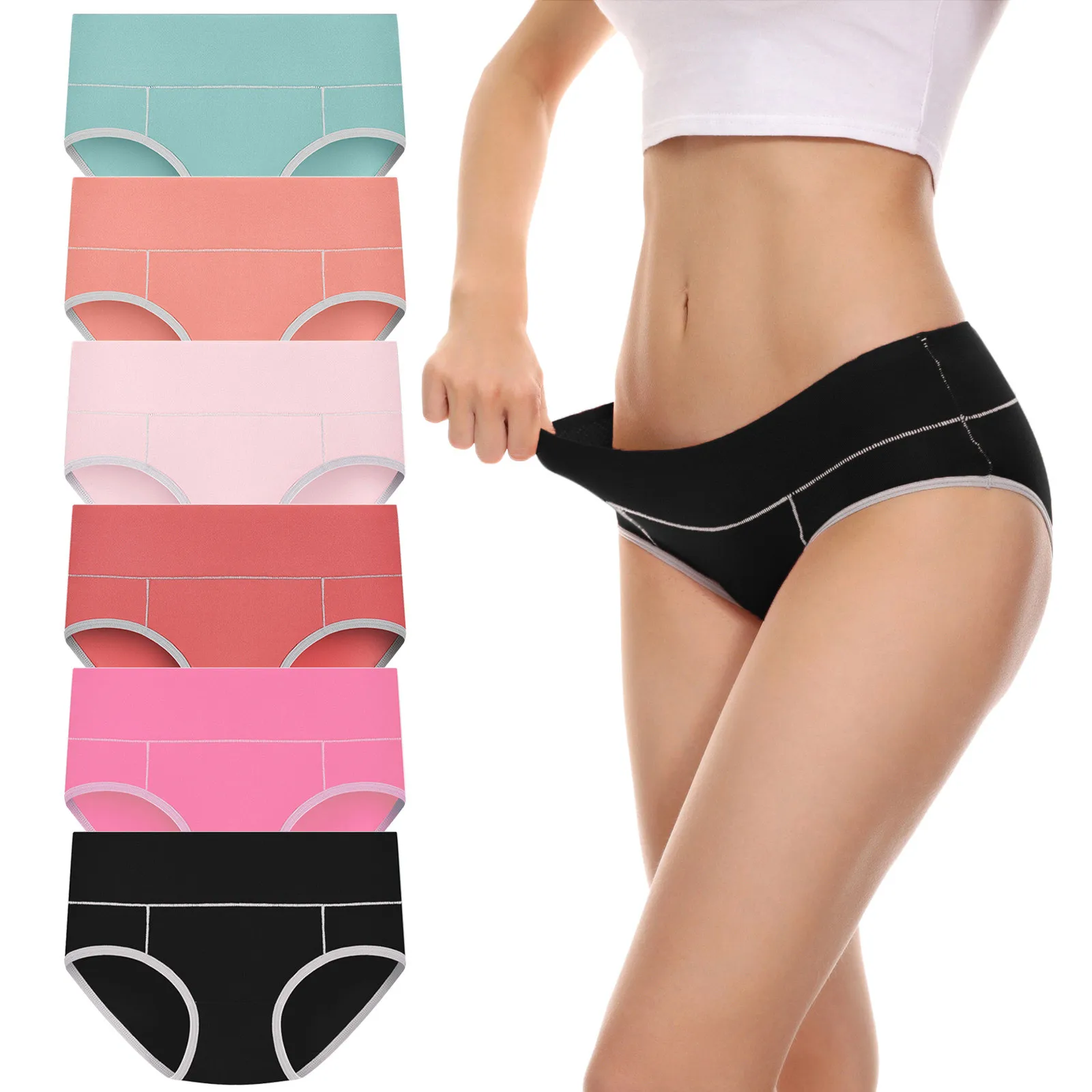 

5 Underpants Patchwork Color High Cut Briefs for Women Maternity Support Underwear Seamless Full Coverage Underwear Women