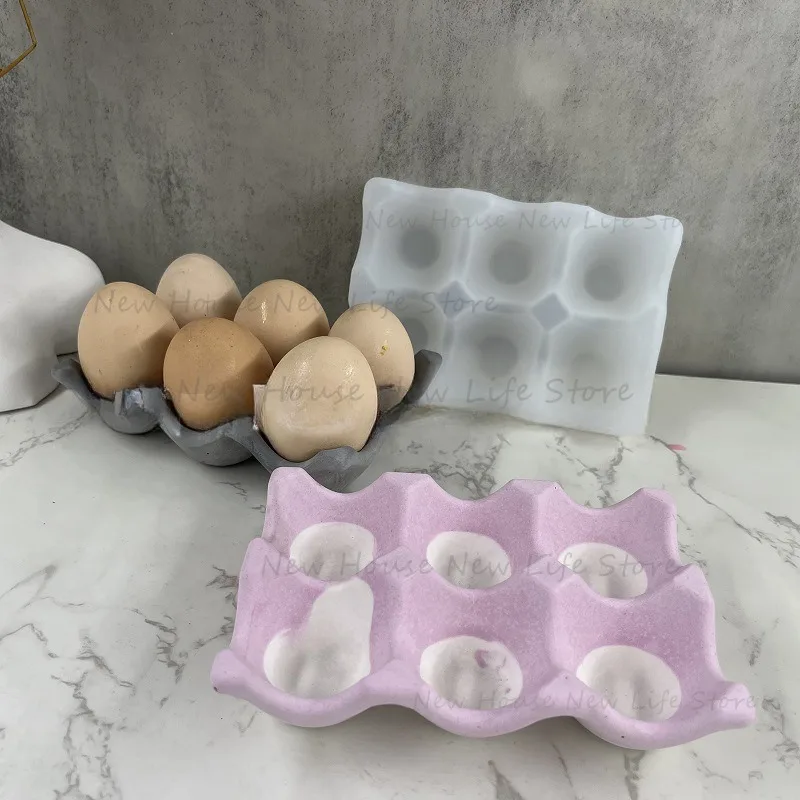 6 Grids Egg Tray Silicone Mold Easter Eggs Concrete Holder Molds Egg Storage Tray Plaster Concrete Cement Epoxy Resin Mould