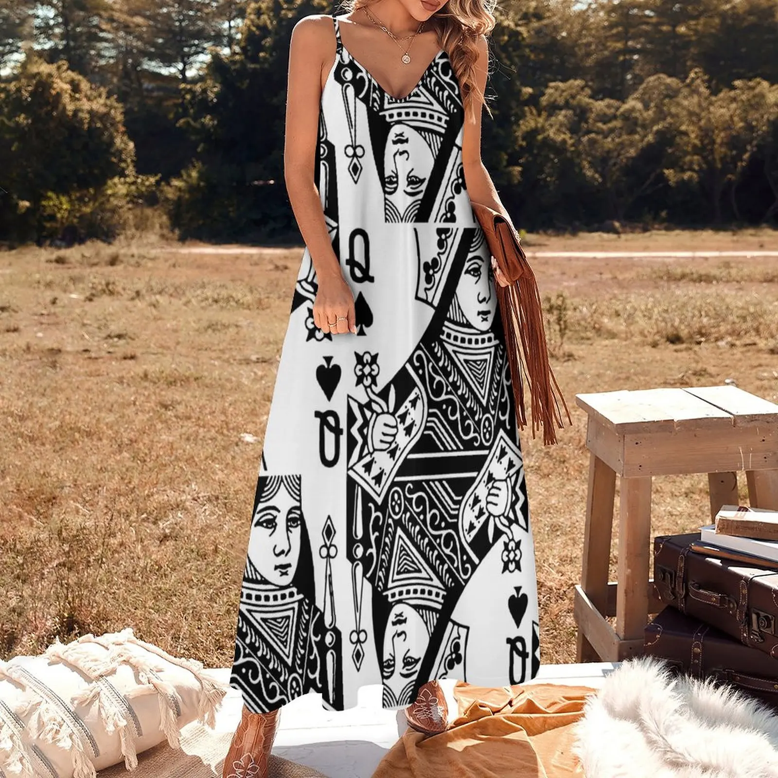 Queen of Spades Sleeveless Dress birthday dresses for women summer dress woman 2023 trendy elegant women's sets