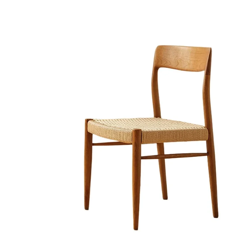 

Non-evening chair retro solid wood dining household medieval cherry wood furniture backrest rattan chair petty