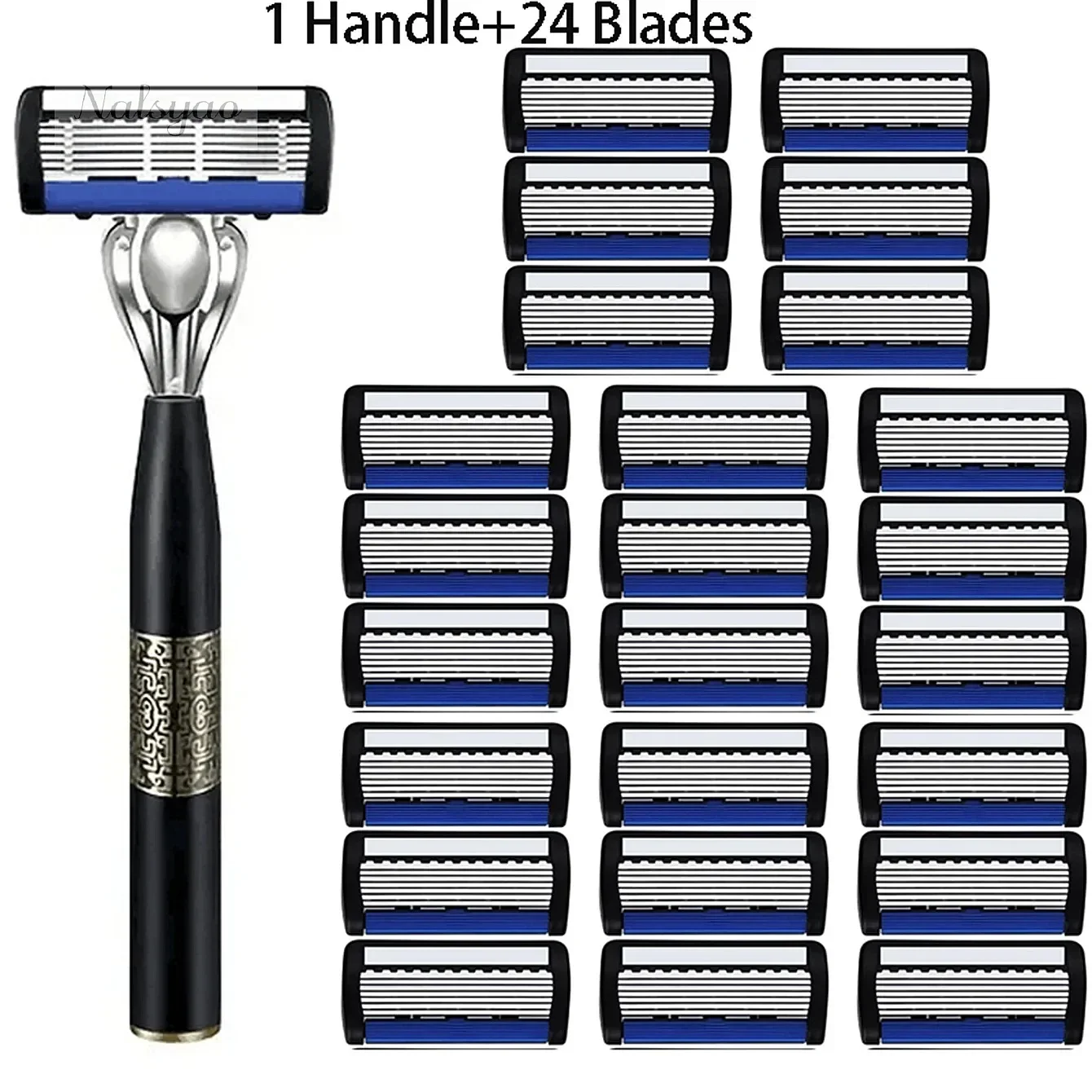 Washable 6-Layer Metal Manual Razor for Men, Stainless Steel Blade, Hand Guard, Razor Holder, Beard Trimmer