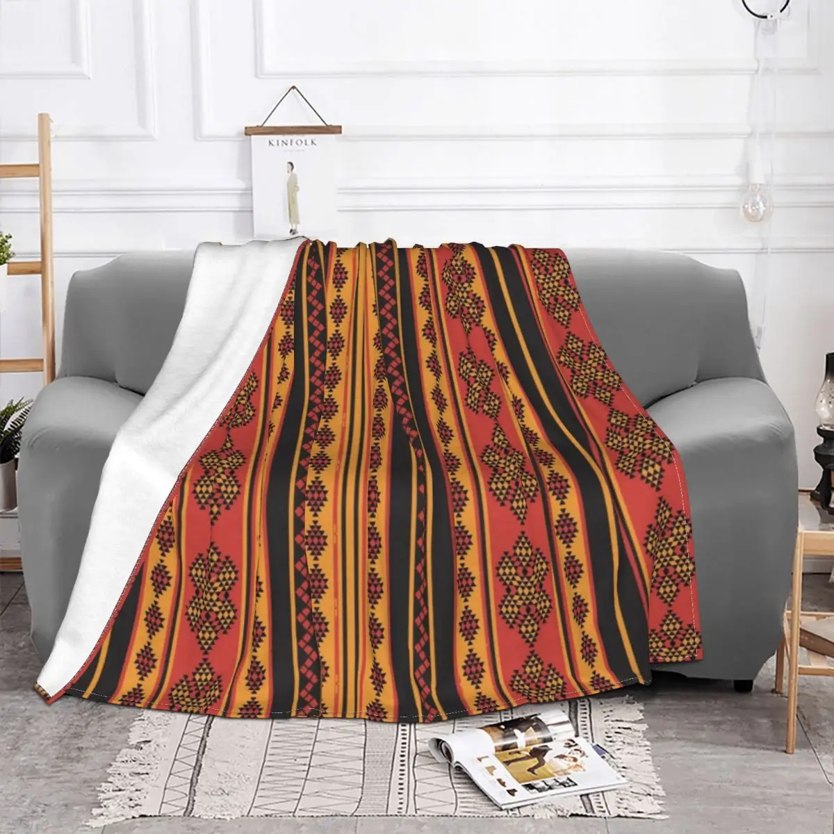 Foutha Kabyle Ethnic Knitted Blanket amazigh african tunisia Flannel Throw Blankets Home Couch Decoration Soft Warm Bedspreads