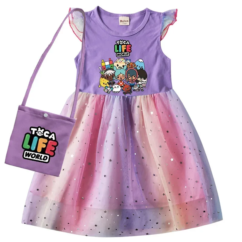 

111 www Toca Life World Kids Summer Tocalife детское милое кружевное платье принцессы для маленьких девочек, платья для дня рождения, маленькие