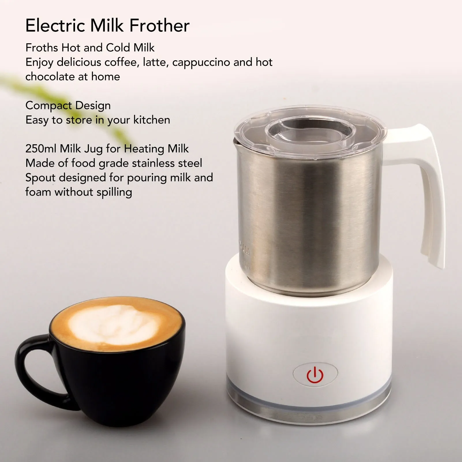 Automatic Electric Milk Frother for Coffee And Hot Chocolate - Quiet Detachable Hot Cold Milk Foamer