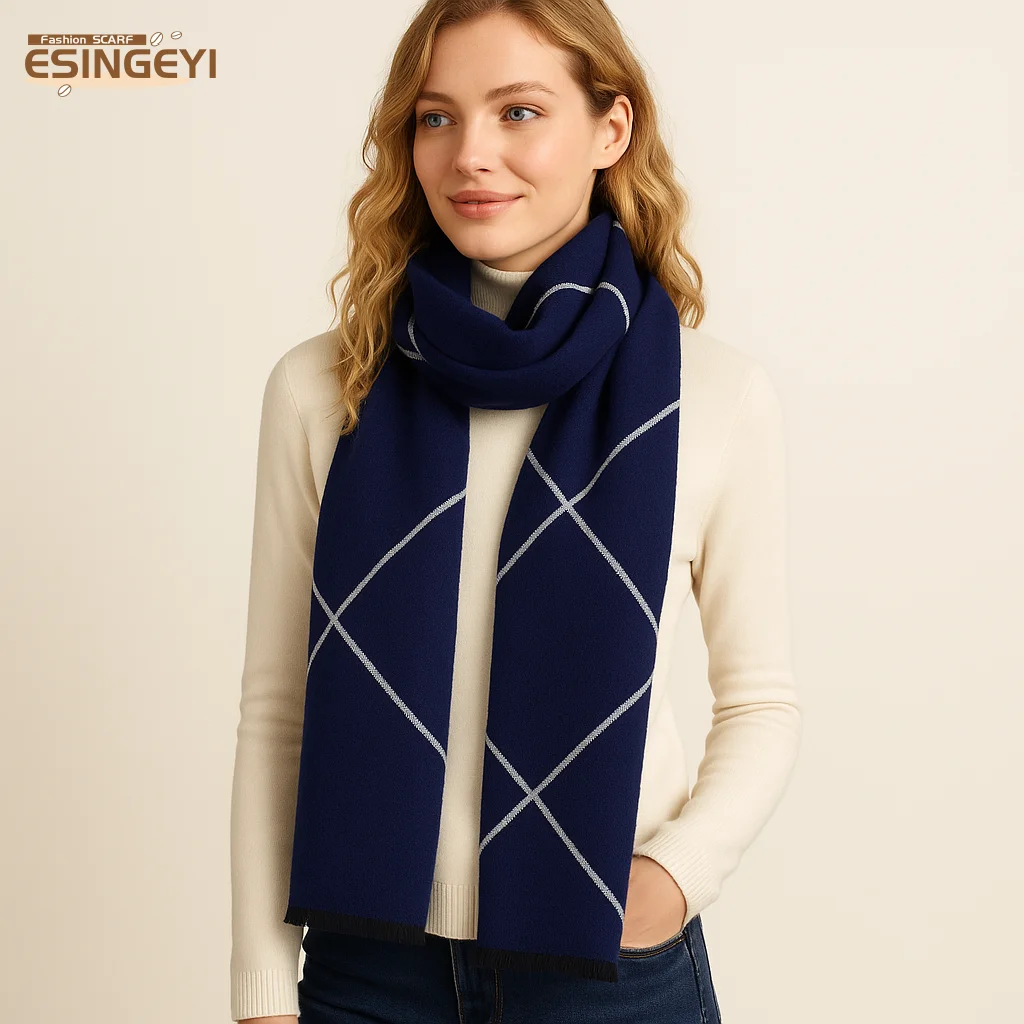 ESINGEYI 2025 Роскошный брендовый дизайнерский кашемировый шарф для женщин, зимняя шаль из 100% чистой шерсти 2025 года, элегантная женская накидка из пашмины
