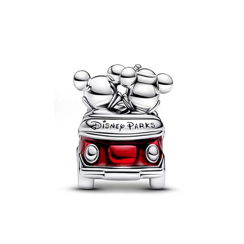 Abalorios de plata de ley 925 de Disney, Mickey y Minnie y coches clásicos, compatibles con pulsera Pandora Original, joyería artesanal para mujer