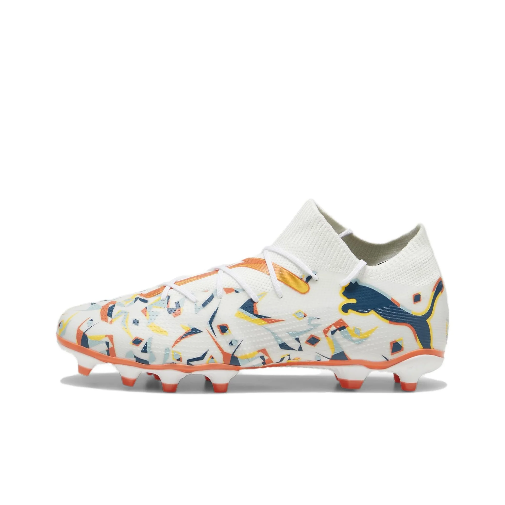 PUMA FUTURE 7 MATCH Soccer Shoes Men's Mid Top Beige/Orange/Blue 107845-01