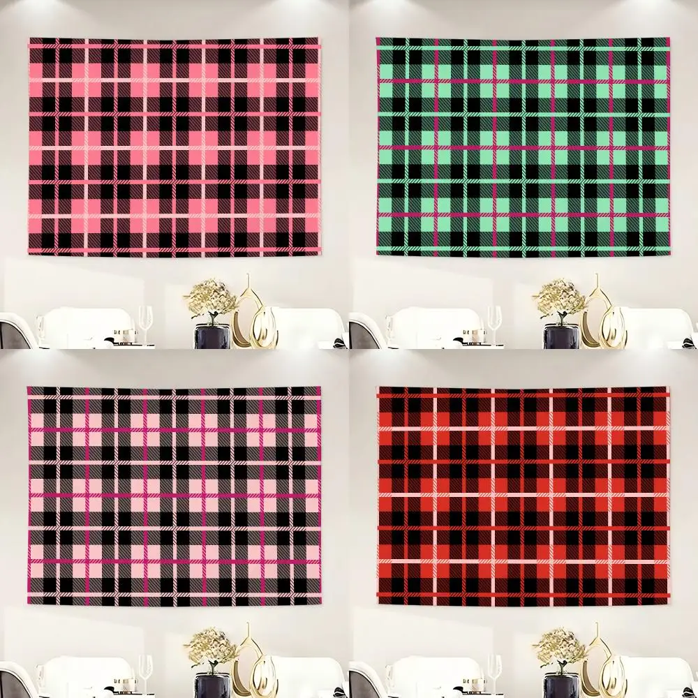 Simple Bold Vivid Highly saturated check pattern Tapestry Soft Lightweight Wall Art Decor for Living Home Room Bedroom