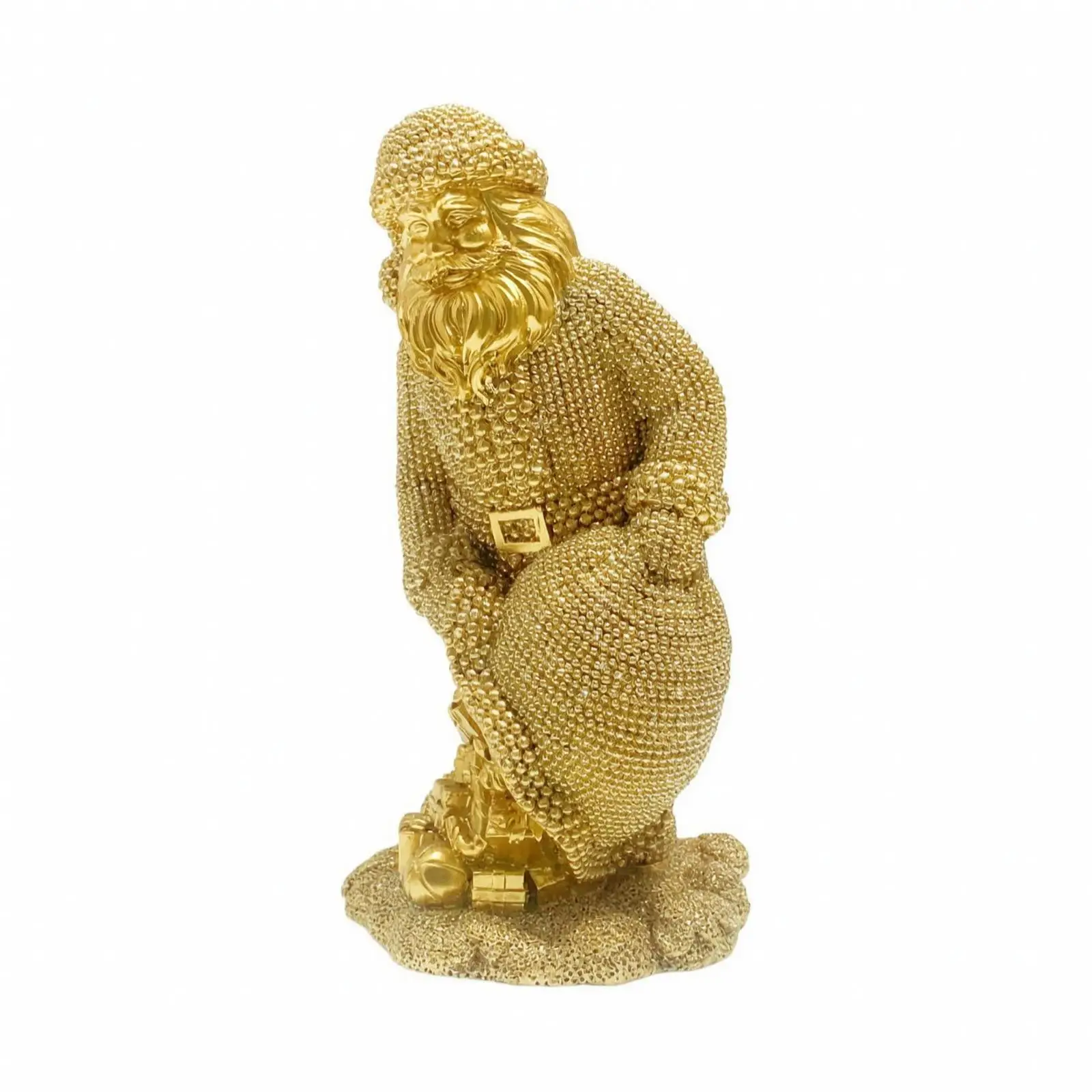Classic Santa Figure with Bead Texture for Christmas Tree Side Table Holiday Centerpiece