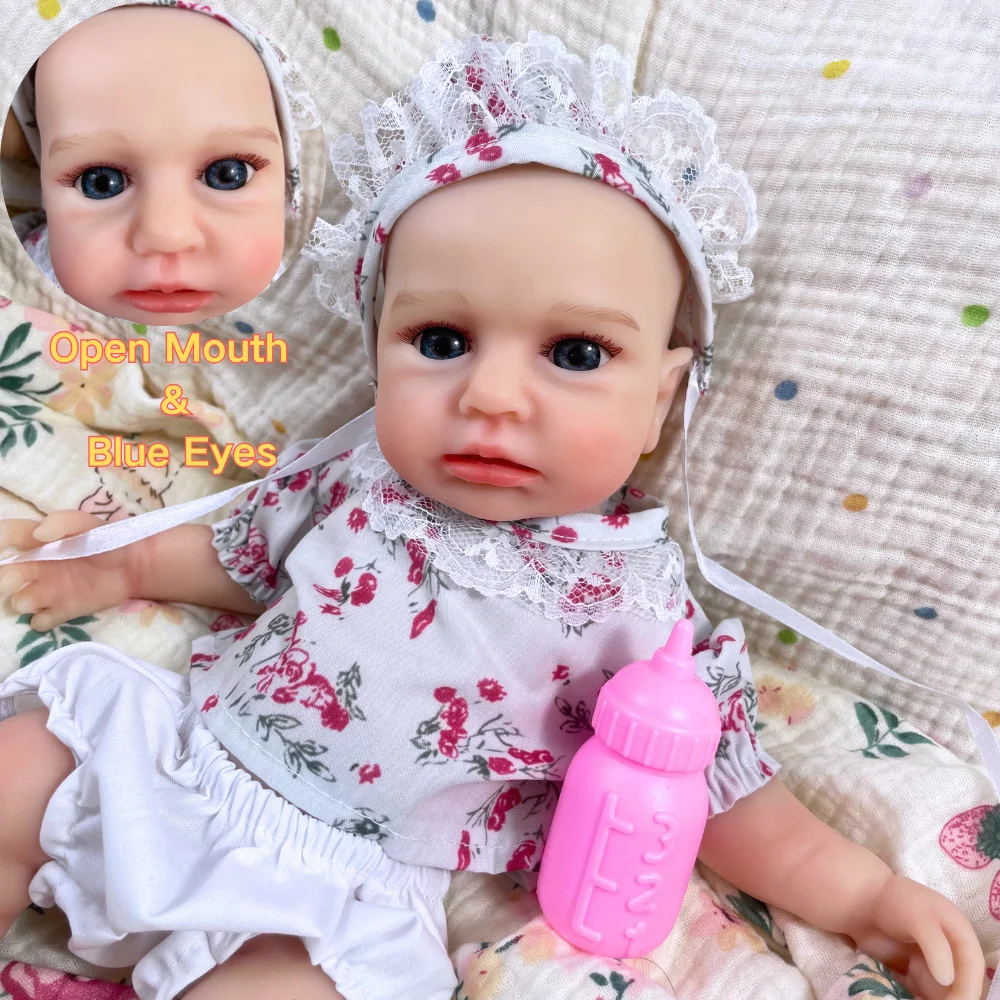 13 Inch Open Mouth LouLou Awake All Silicone Reborn Doll Soft and Very Elastic Washable Body Realistic Silicone Doll