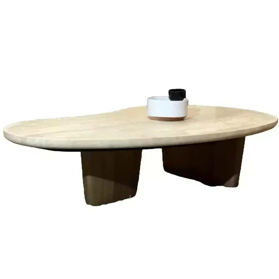 

Italian minimalist inspired shape natural marble surface design light luxury living room modern simple coffee table