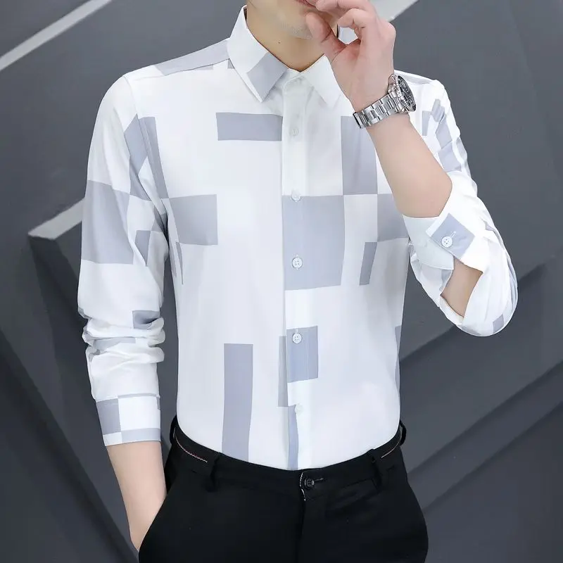 

High Quality Men’s Spring&Autumn Korea Version Wrinkle-resist Casual Shirts Long Sleeves All Match Fashion Street Shirt;