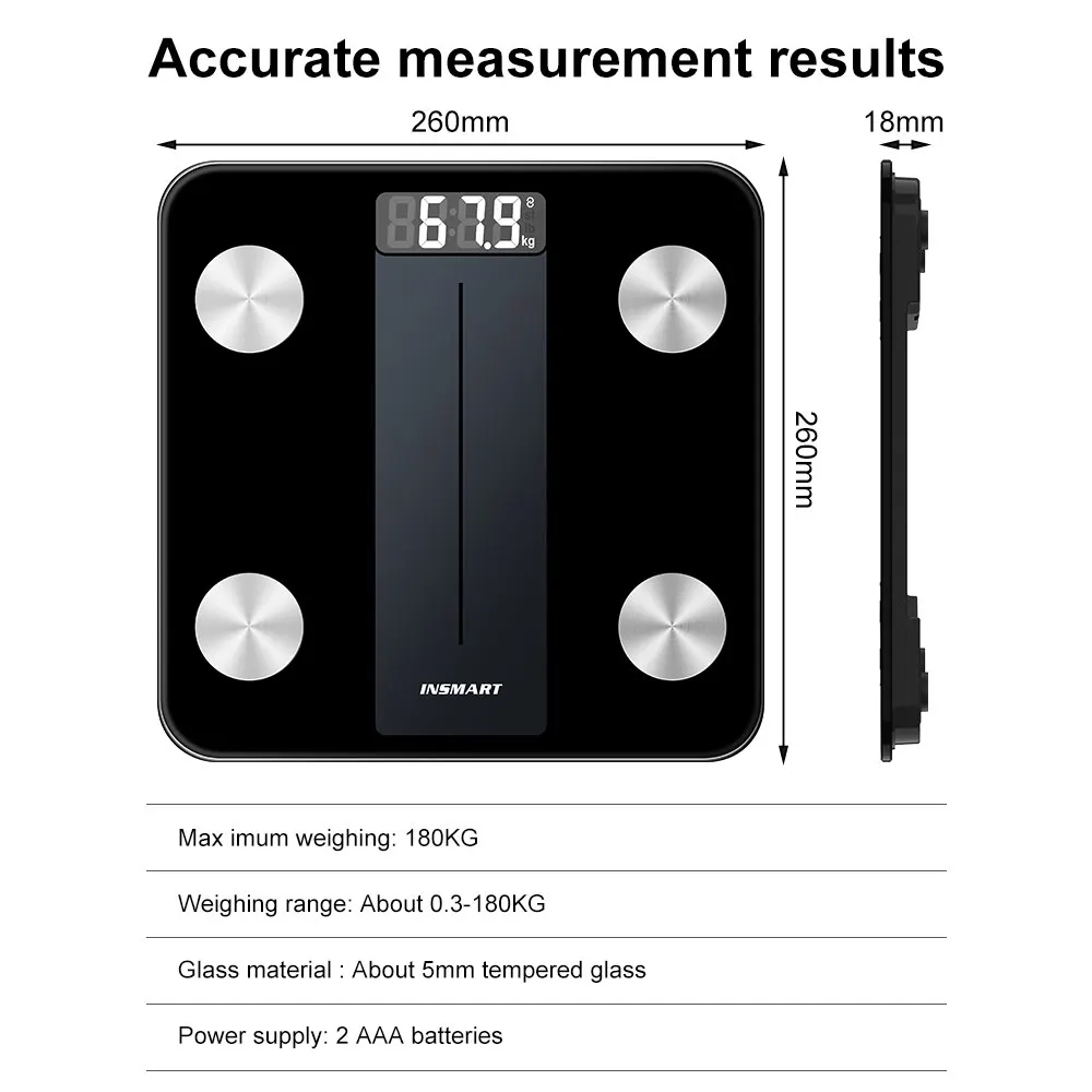 INSMART Body Weight Scale Bathroom Scale Digital Body Weight Balance Smart Scale Body Composition Smart Floor Scales BMI