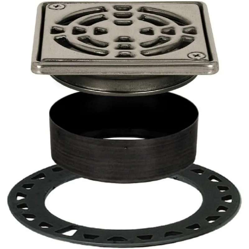 Drain Classic Shower Grate Kit with Integrated Slope Bonding Flange - Ideal for Tile Showers - 4