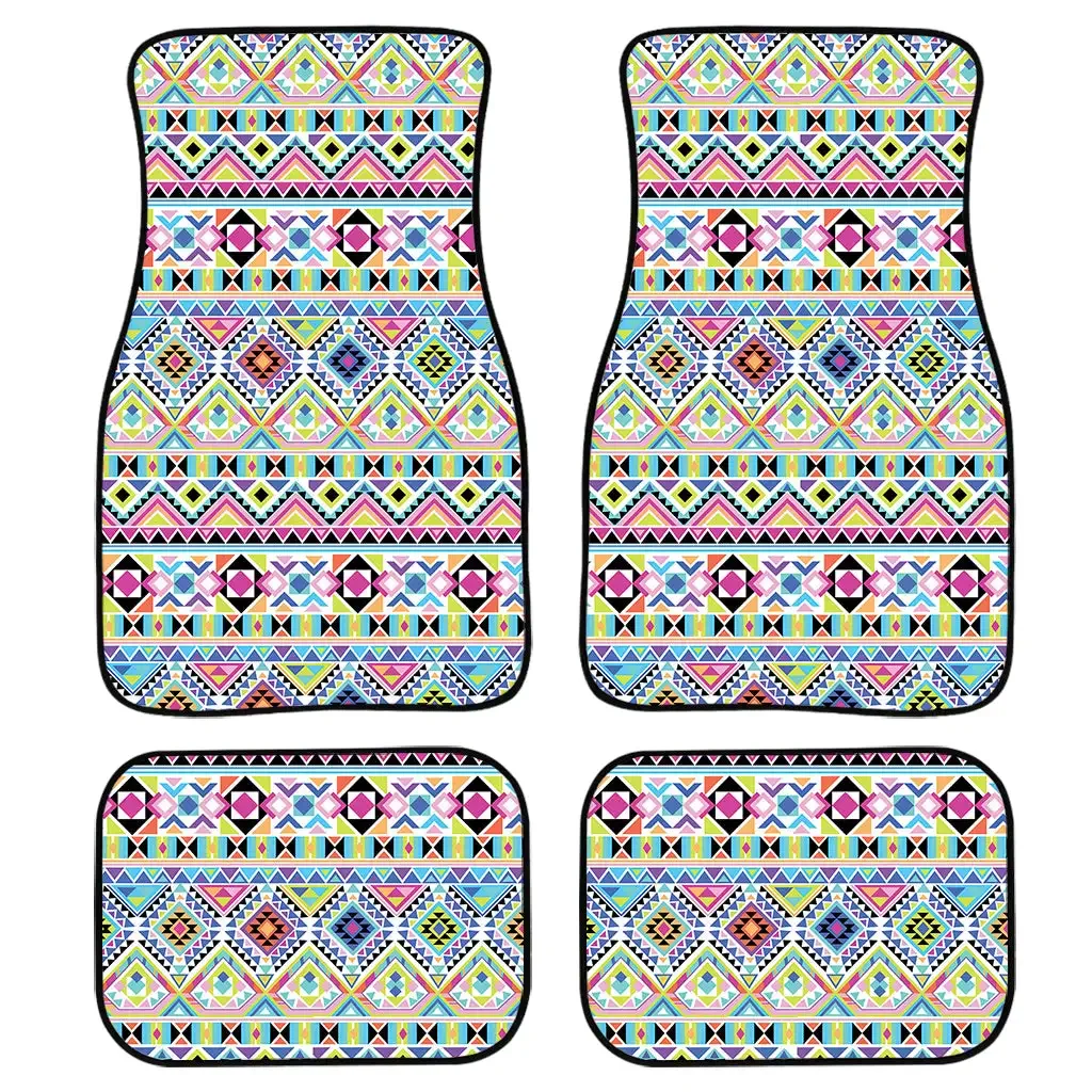 Ancient Aztec Tribal Pattern Print All Protective Car Floor Mats Heavy Carpet Front and Rear Full Set 4PCs Pack for Car SUV