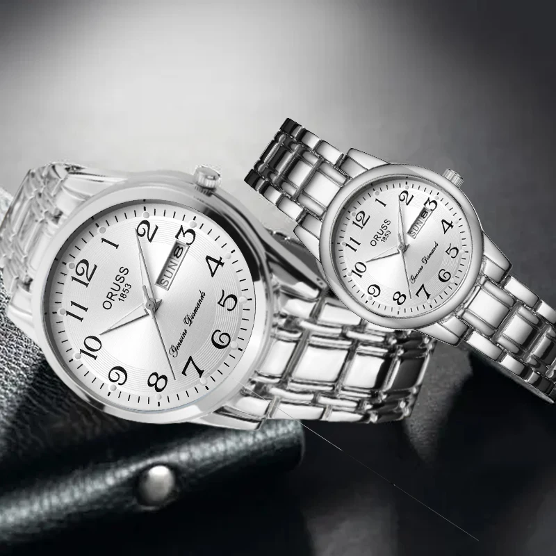 カップル向けのダブルカレンダーウォッチ,若者向けのマッチングウォッチ,ロマンチックで魅力的,高度でファッショナブル,すべてにマッチ