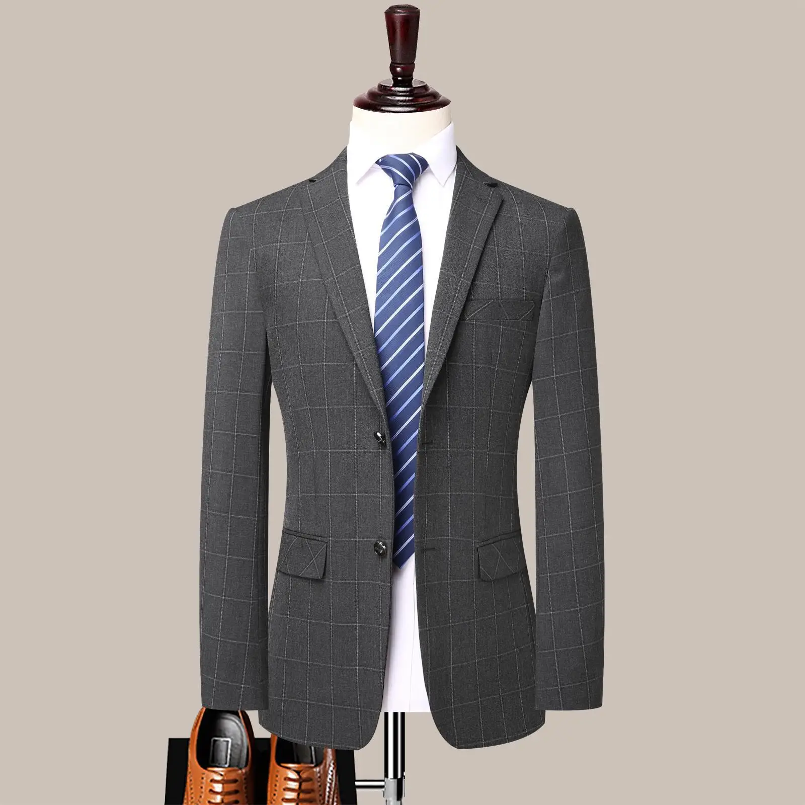 (155) Customized Business Men's Suits for Autumn and Winter New Plaid Fashion Urban Men's Suits