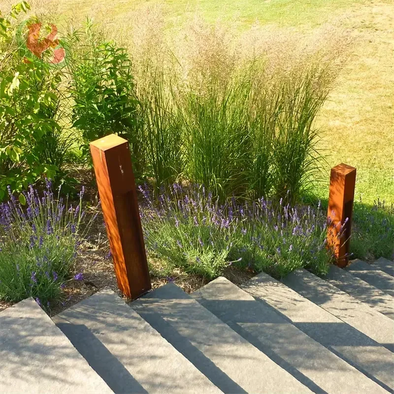 European Hot Style Corten Steel Bollard Light with LED Outdoor Garden Lighting Personalized & Easy Install