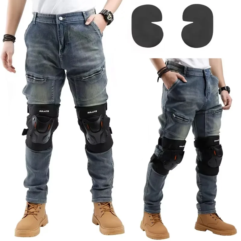 

AAA Certified Motorcycle Jeans Men Women Abrasion Resistant Anti Fall Riding Pants All Season Blue