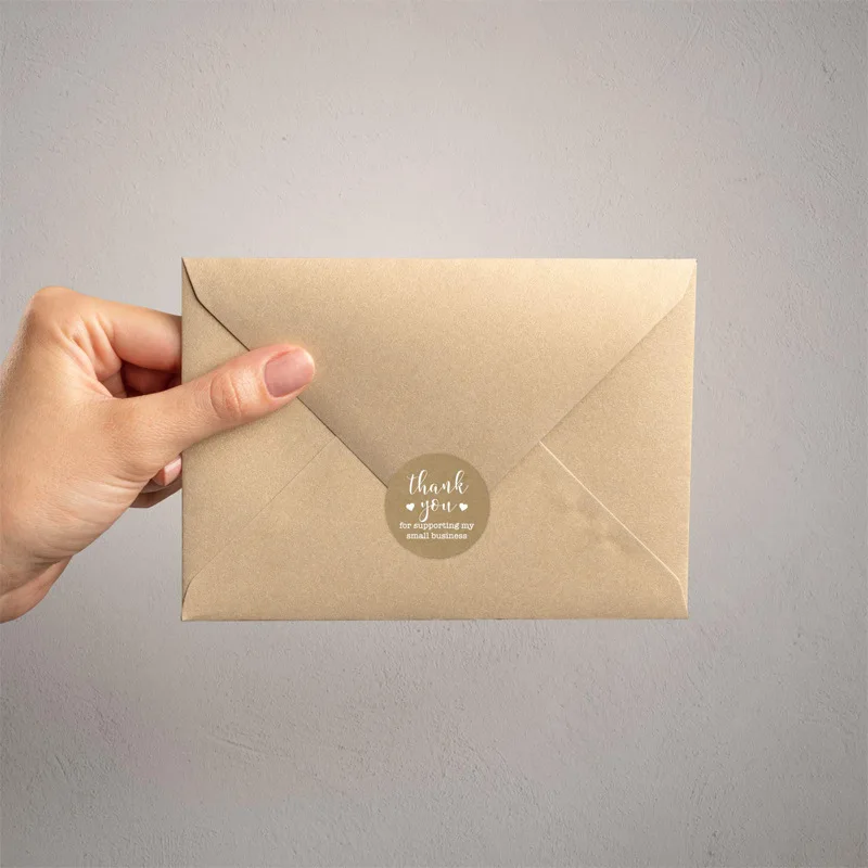 Round Kraft Paper Thank You for Supporting My Small Business Stickers 50labels/wad Sticker Cute handmade Stationery Sticker image 5