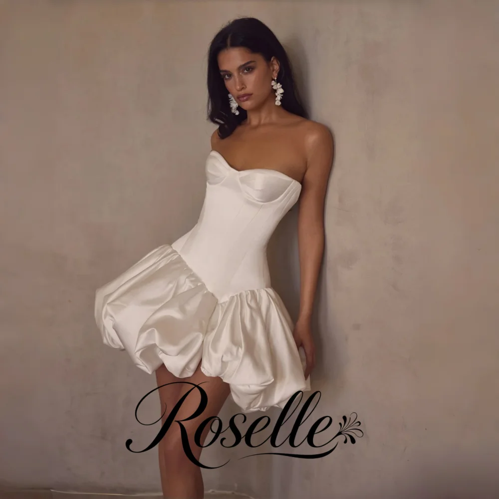 ROSELLE Simple Strapless Sleeveless Mini Ball Gown Wedding Dress Sweetheart Open Back 2026 Bridal Customized свадебное платье