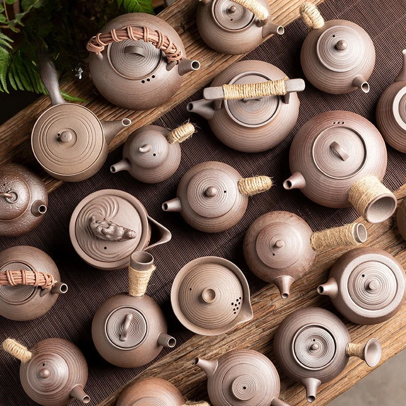 

Японский чайник ручной работы в стиле ретро — керамический керамогранит, портативный керамический чайник для чайной церемонии кунг-фу