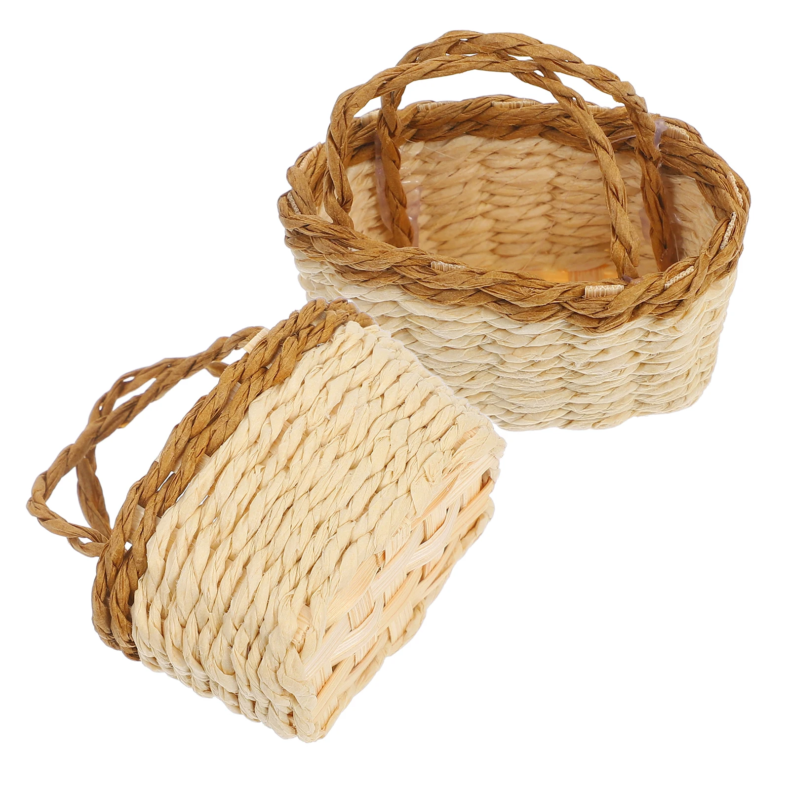 

2pcs Mini Woven Baskets Tiny Wicker Miniature Shopping nament Baskets for Picnic Toy Small Storage H crafted Elegant Miniatures
