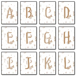 Letter A To Z Set for Kids Name Posters Boho HD Print Letter Wall Art Pictures Canvas Painting for Nursery Kids Room Home Decor