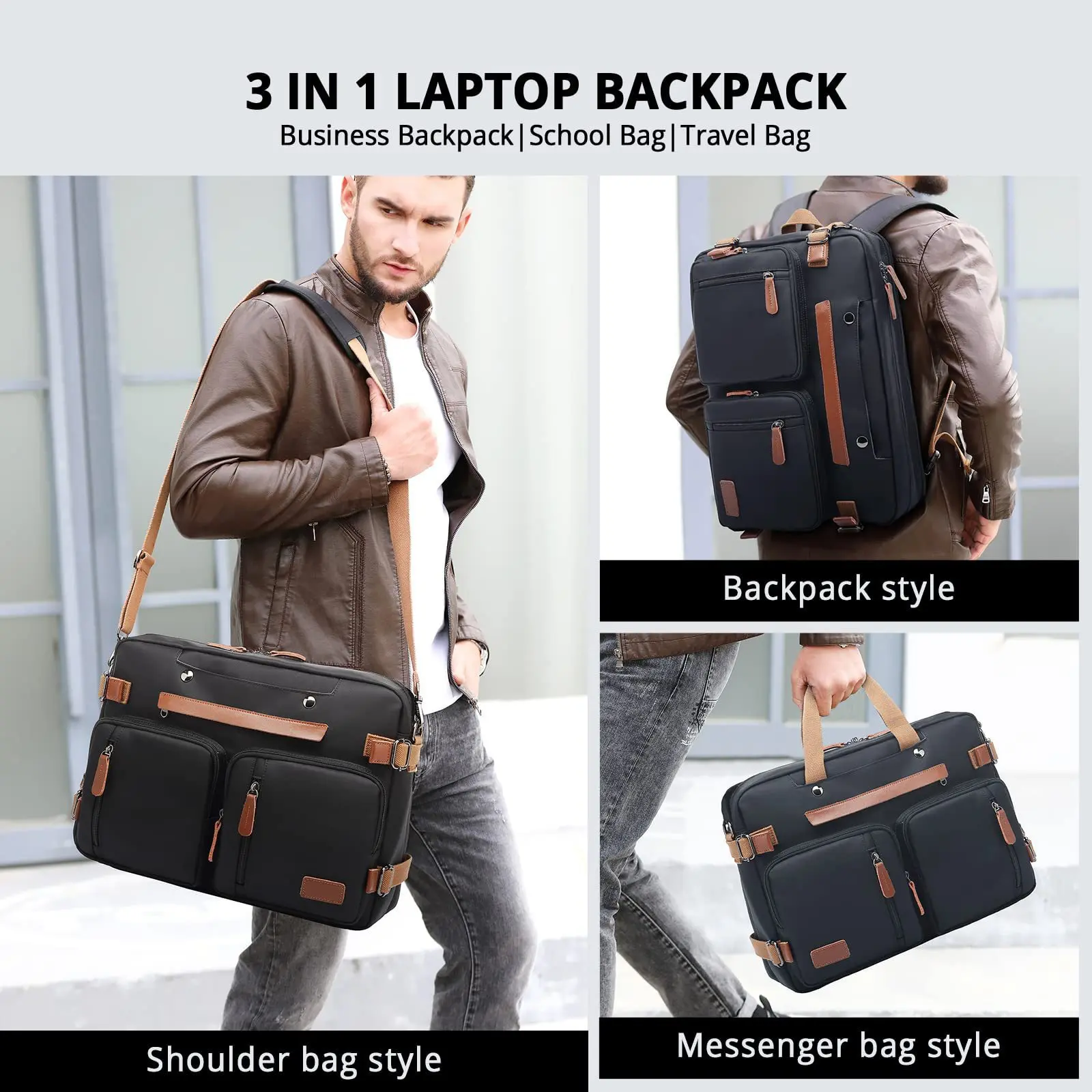 Men's Large Capacity Backpack,Business Laptop Travel Handbag,Computer Bag for Work Trip,Commuter Daypack