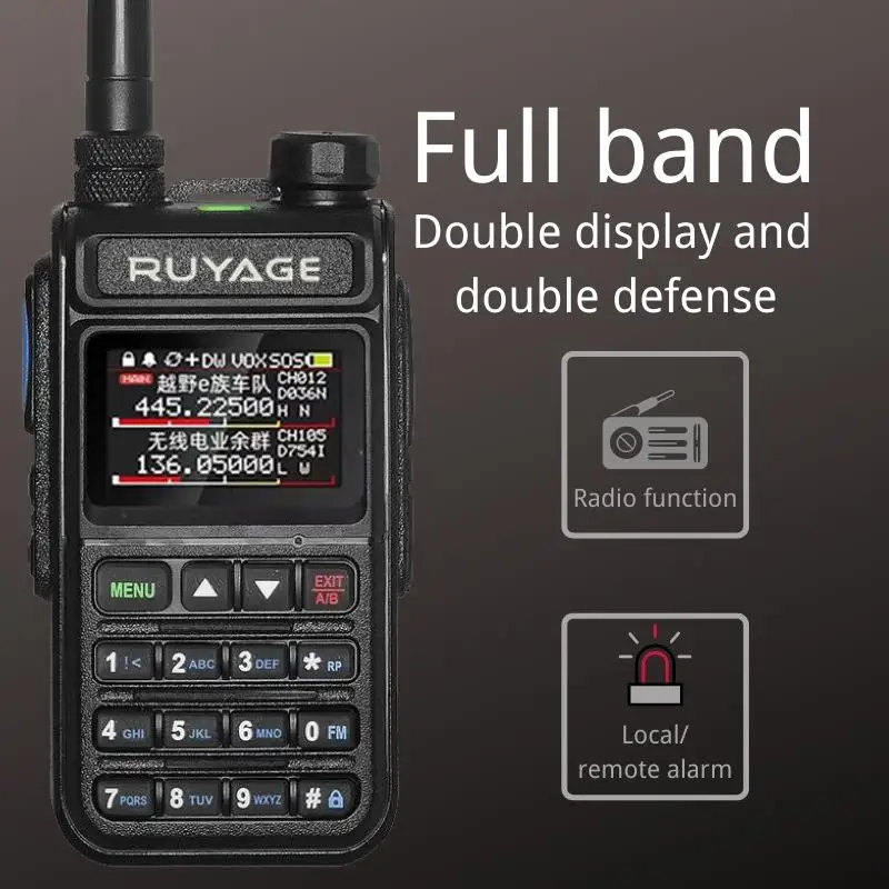 Ruyage UV58PLUS NOAA Weather Channel 6 Band Ham Amateur 2 Way Radio 999CH Walkie Talkie AM Air Aviation Band Color Scanner Marin