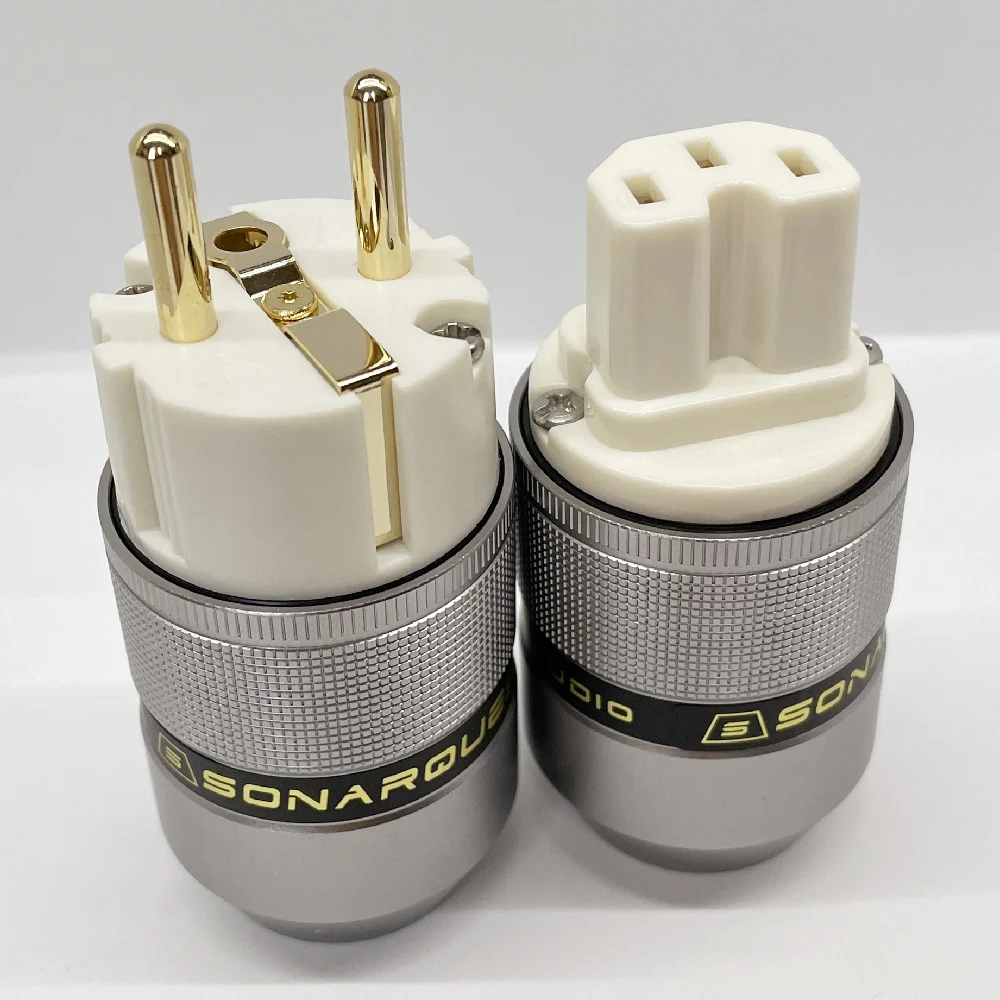 HIFI Power Connector SONARQUEST  PA-40E(G)W EU 24k Gold Plating Special Aluminum Alloy Schuko Male&Female IEC Connector