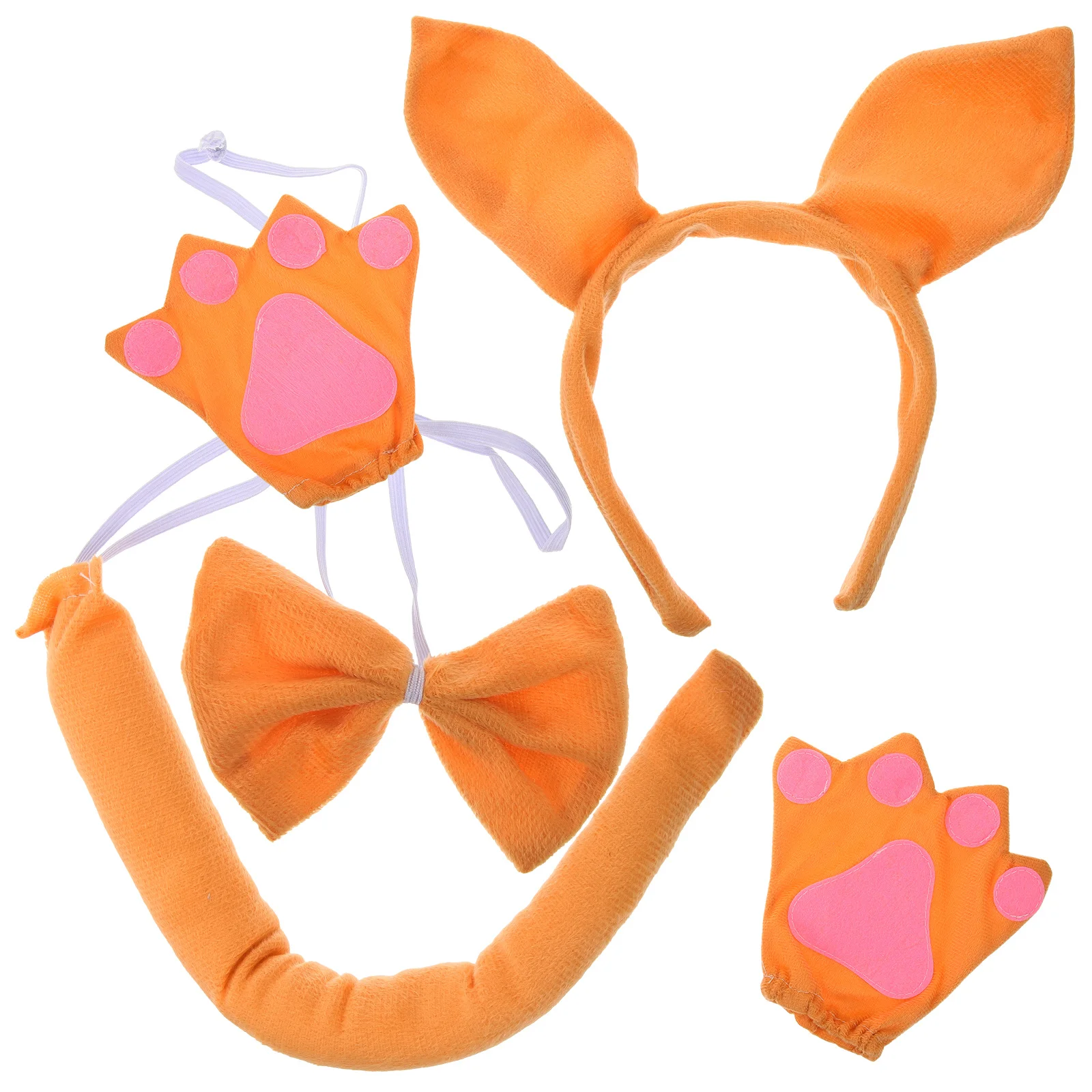 1 set kangoeroe-oorhoofdband zachte stof dierenkostuumkit strikje staarthandschoenen voor cosplay feest kinderen meisjes rollenspel