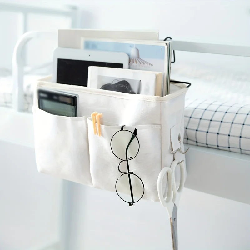 1pc Bedside Hanging Basket For Dorm, Bedside Storage Rack,Student Bunk Hanging Storage Rack,Dormitory Snack Storage Cloth Basket