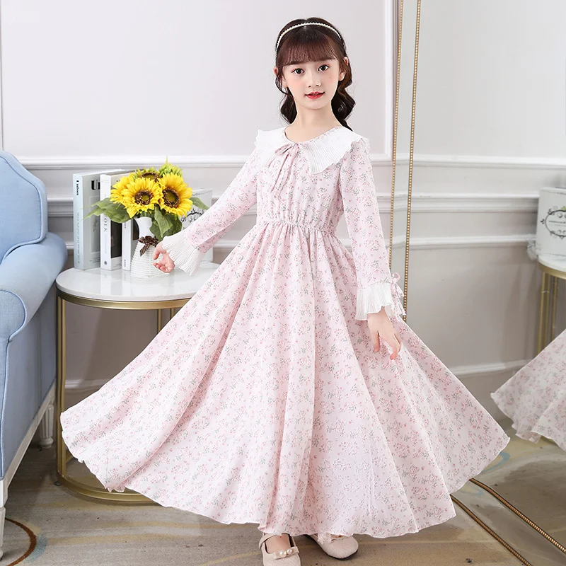 

Girls' Korean Chiffon floral dress spring 2022 new middle and small children's foreign fairy skirt small fresh flower skirt