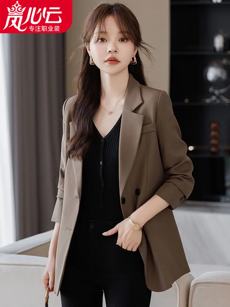 

Women's Suit Jacket Women's Early Spring2024New Women's Spring and Autumn Solid Color Casual Temperament Maillard Korean Style23