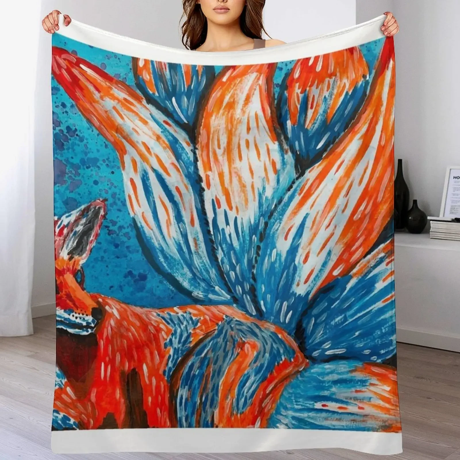

New Nine-Tailed Fox Throw Blanket Decorative Beds warm for winter Stuffeds Plaid Blankets