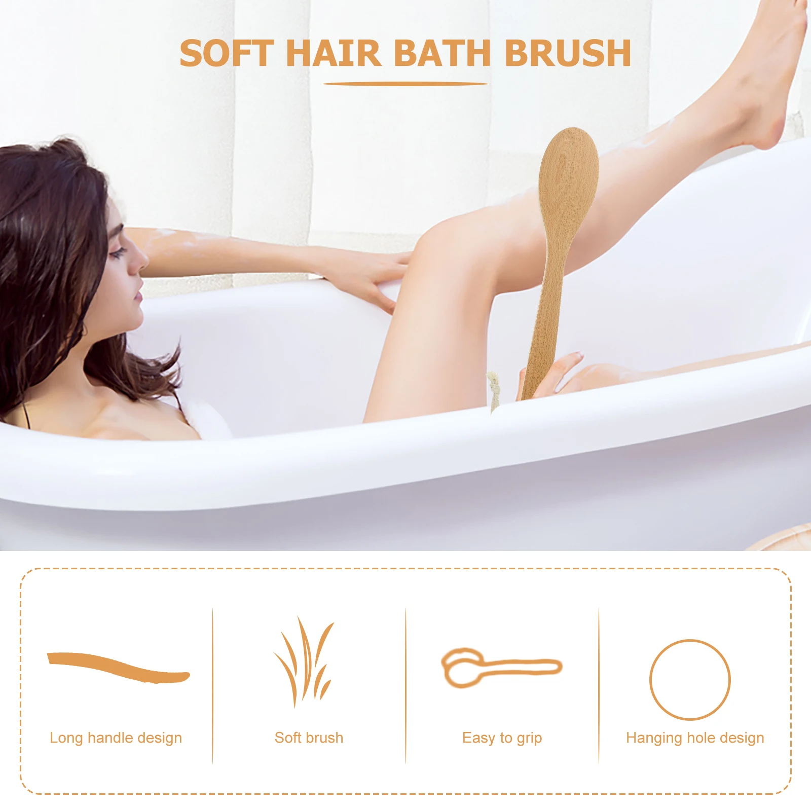 

Boar Bristle Bath Brush Long Handle Shower Body Exfoliating Back Scrubber Portable Bulk Wooden Beech Wood Fine Workmanship