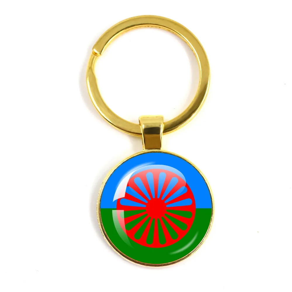 Gypsy Flag Romani Peoples Flag Keychain Keyring Jewelry Pendant Glass Cabochon Keychain Friends Gift