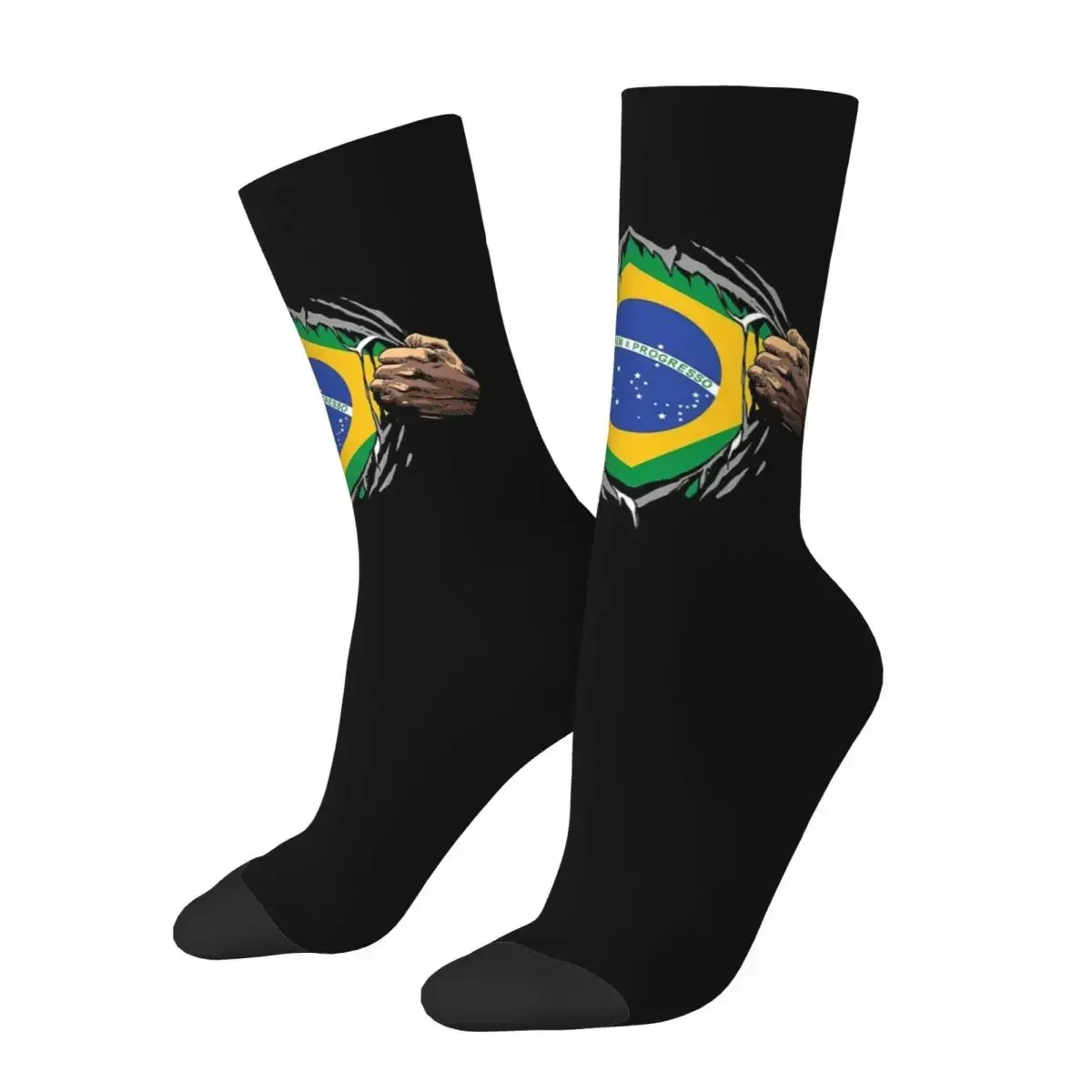 

Brazil National Flag Socks Harajuku Sweat Absorbing Stockings All Season Long Socks Accessories for Man Woman's Birthday Present