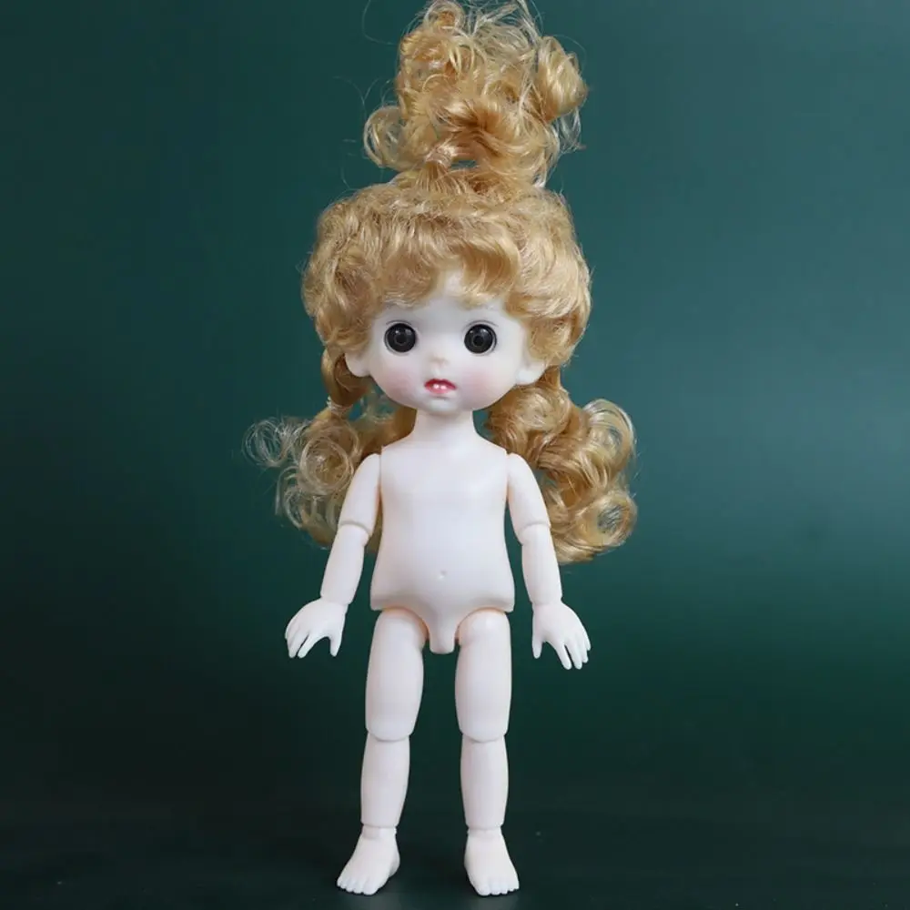 Mini boneca brinquedo bonito 1/8 bjd móvel conjunta boneca corpo cabelo encaracolado diy nu 13 articulações boneca móvel 3d cabeça de boneca com presente de cabelo